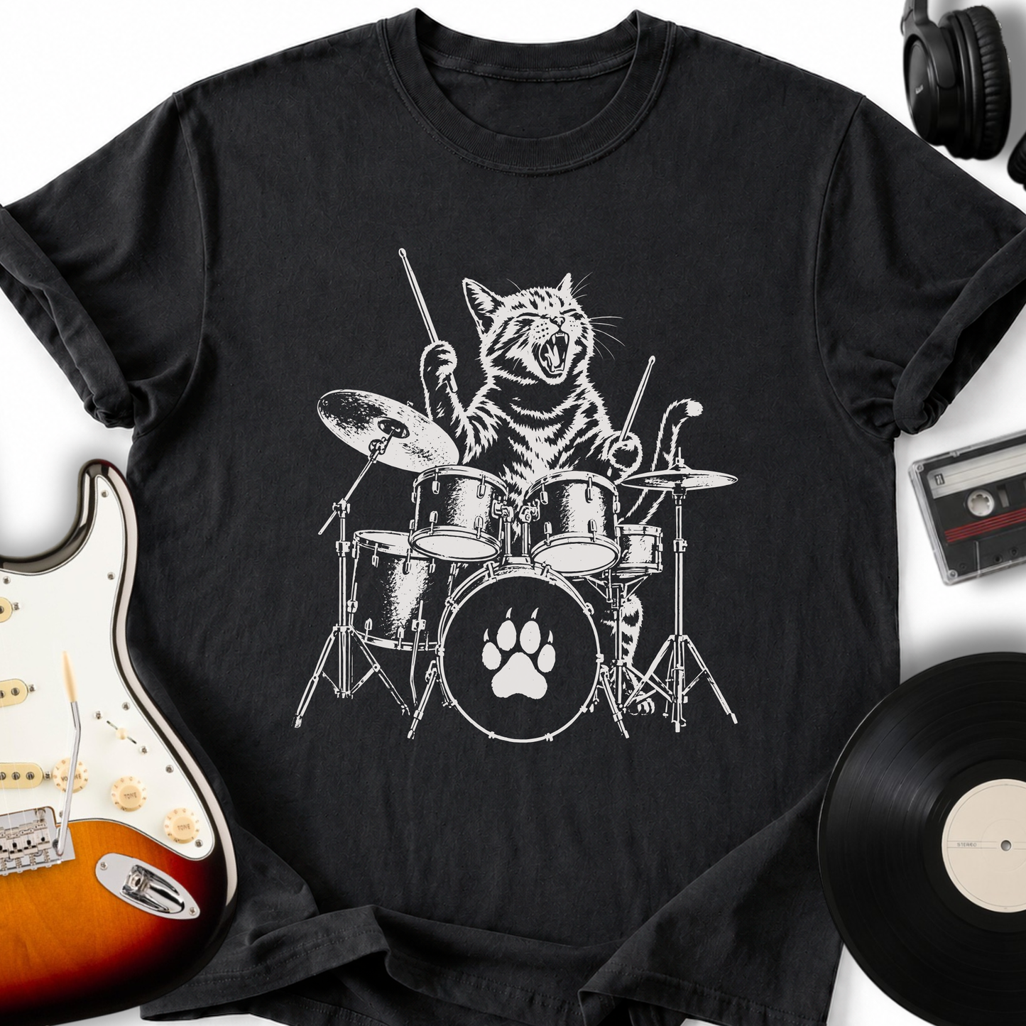 Cat Drummer T-Shirt