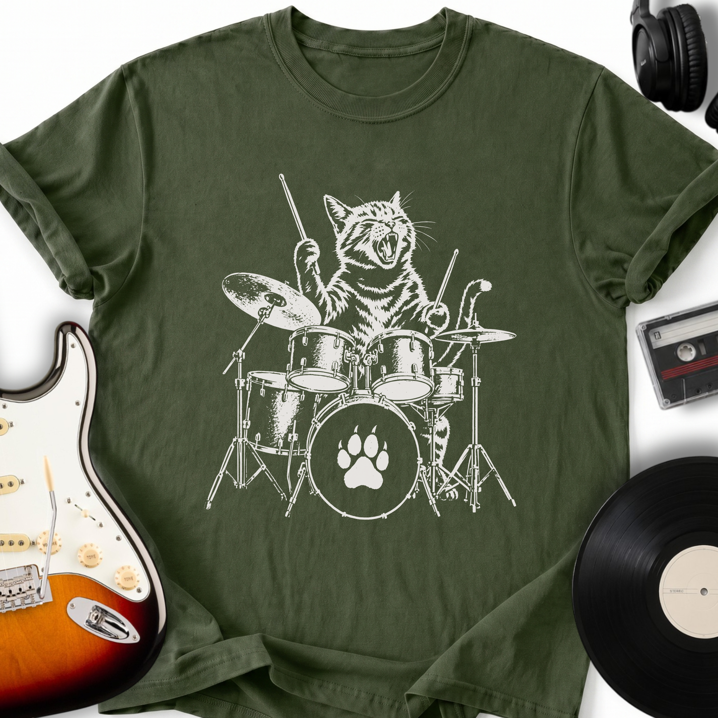 Cat Drummer T-Shirt