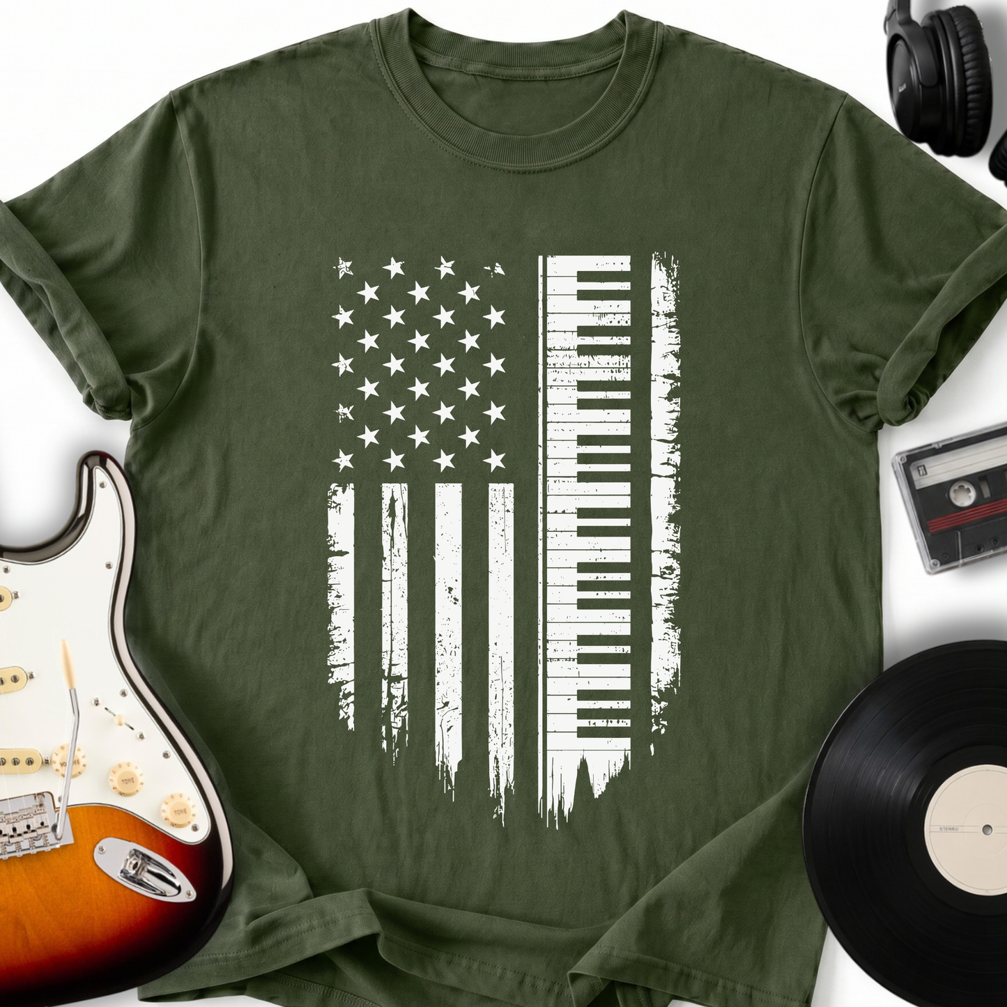 Distressed Piano Flag T-Shirt