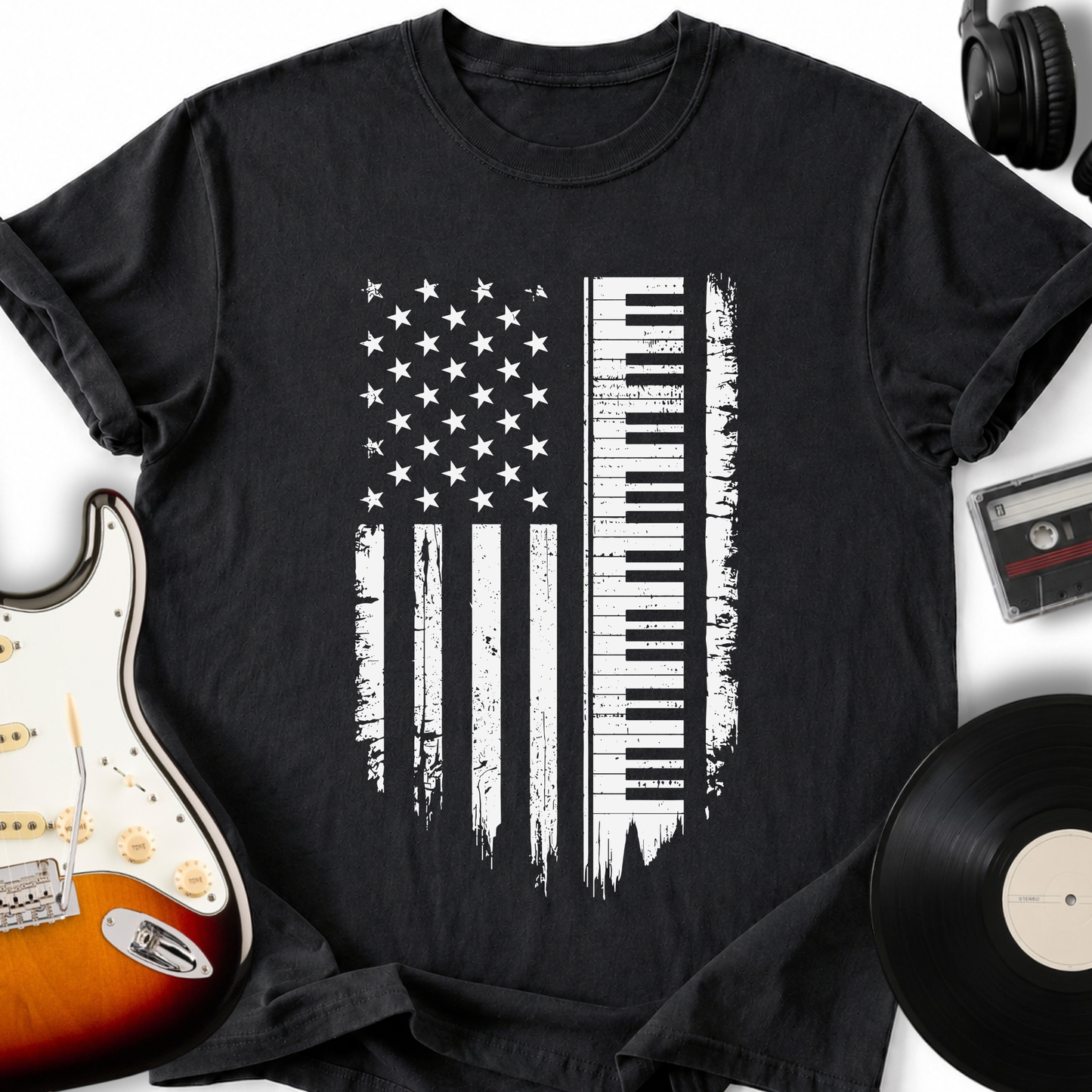 Distressed Piano Flag T-Shirt