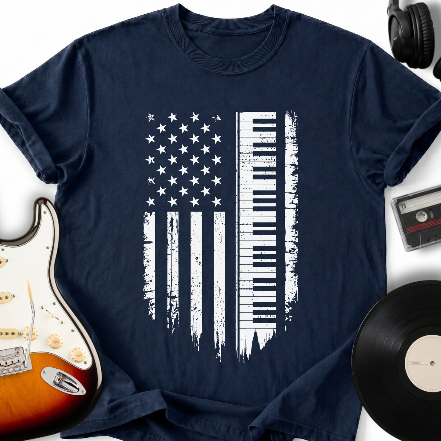 Distressed Piano Flag T-Shirt