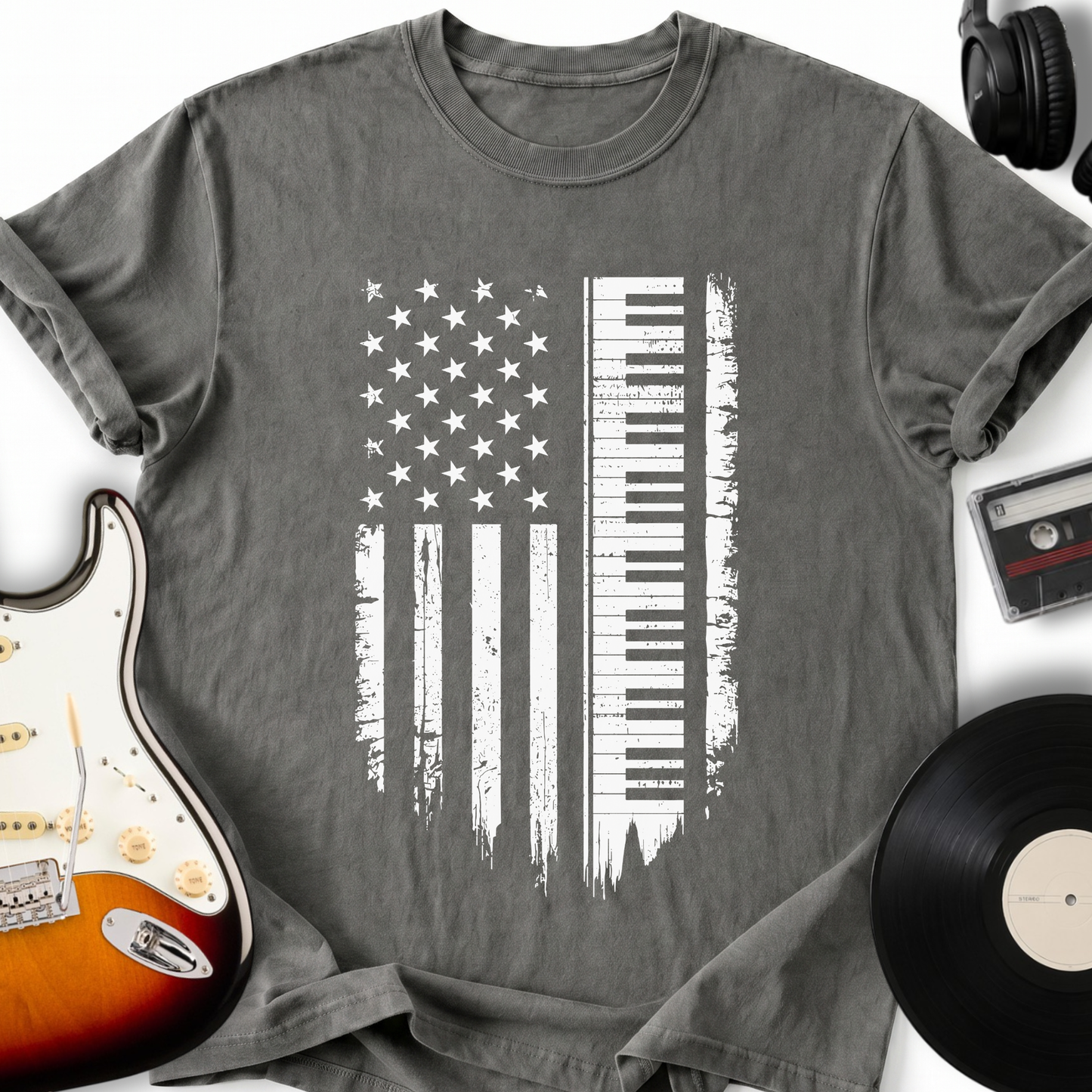 Distressed Piano Flag T-Shirt