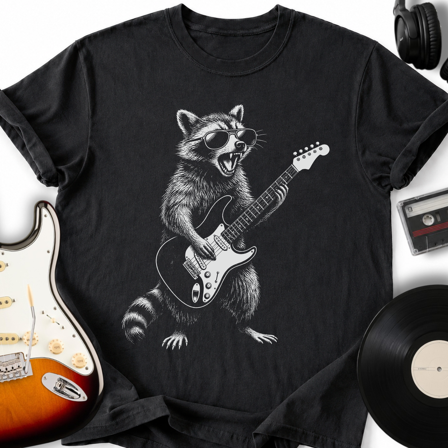 Raccoon Playing Guitar T-Shirt